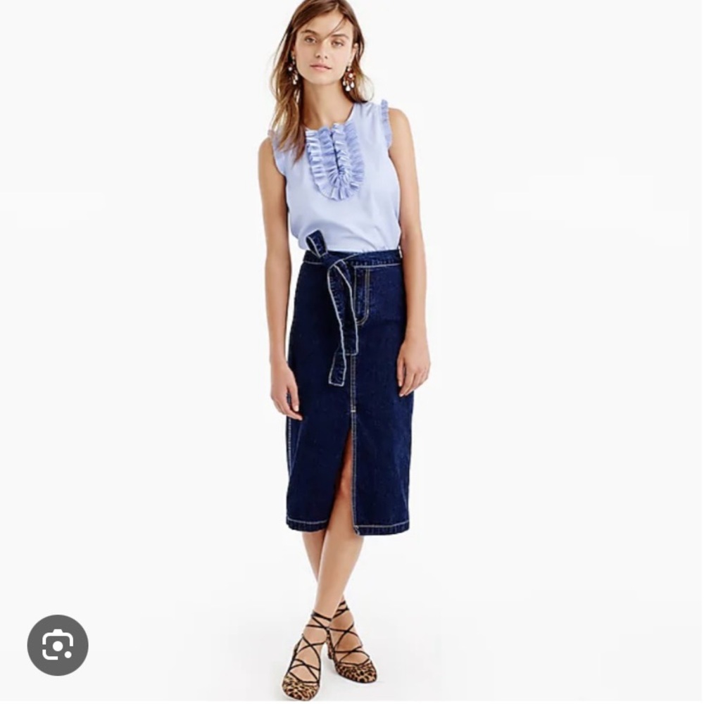 J. Crew Dark Blue Tie Waisted Denim Skirt size 30